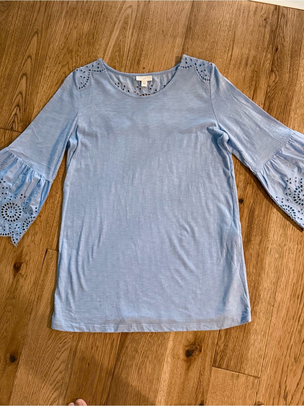 J. Jill Pale Blue Eyelet Bell Sleeve Tunic